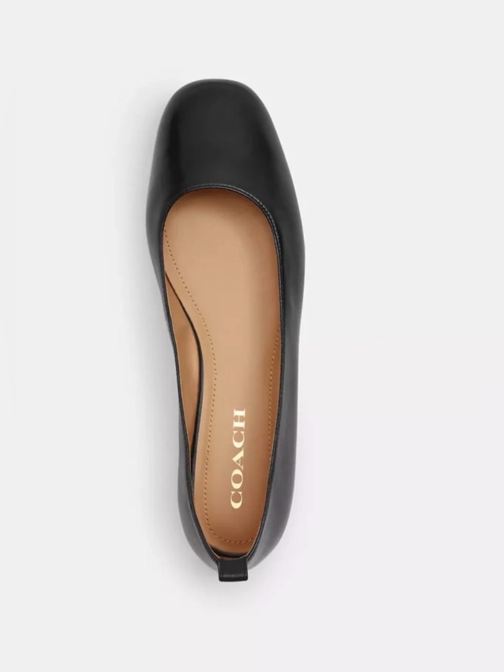 COACH Black Wendie Leather Round-Toe Ballet Flats